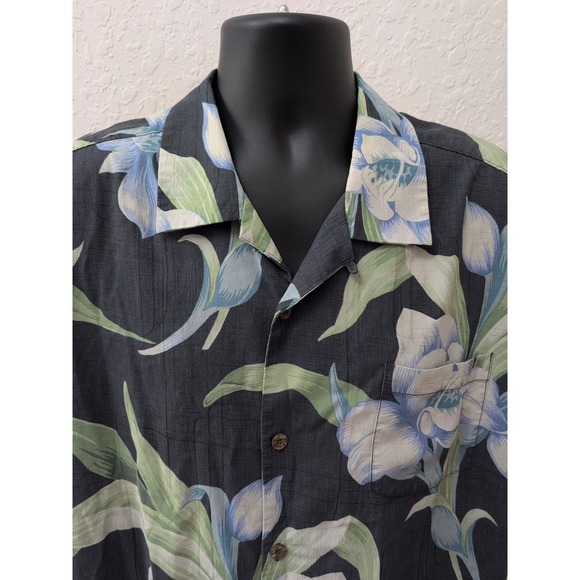 Tommy Bahama Other - Tommy Bahama Button Up Mens XL Extra Large Gray Blue Green Floral Hawaiian Silk